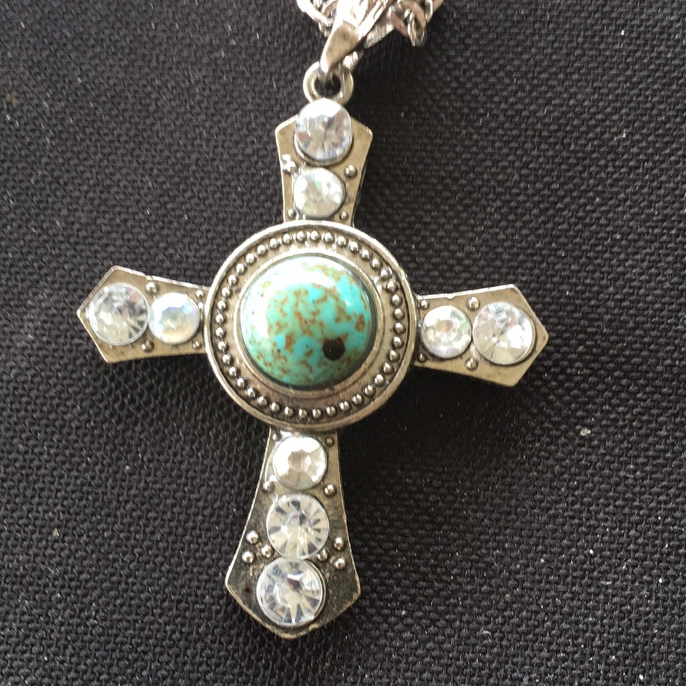 TURQUOISE CROSS (Faux) BEAUTIFUL!
